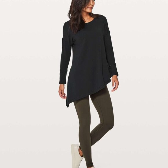 Lululemon Women's Black To The Point Long Sleeve Cotton Shirt Size 6 - Picture 2 of 12